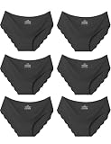 Kiench Mädchen Unterhosen Nahtlose Unterwäsche Hipster Slips 6er-Pack Schwarz EU Größe 176/16-18 Jahre Etikett XL