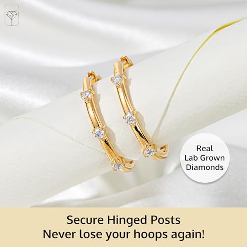 Sterling Silver Lab Grown Diamond Hoop Earrings for Women in Multiple Designs by MAX + STONE2