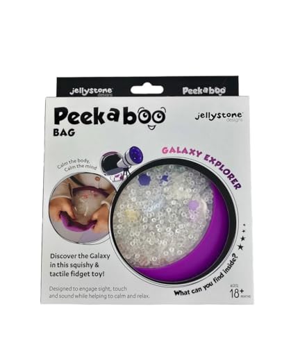 Jellystone Designs Peek-a-Boo Sac sensoriel Galaxie pour Enfants de 18 Mois et Plus, Bleu et Noir