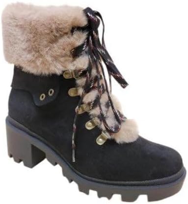 VacationGrabs Vini-Fur Combat Boots Womens - BLACK / 6