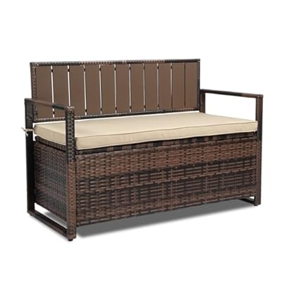 VINGLI Outdoor Bench Garden Bench, Outdoor Storage Bench Outdoor Bench with Storage 70 Gallon Deck Box Porch Bench