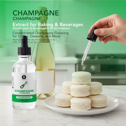 Image of Dolce Flav Natural Champagne Extract |2 Oz. | Alcohol-Free Baking Flavor Concentrate for Cakes, Frosting & Sparkling Drinks - Professional Strength Food Grade Flavoring