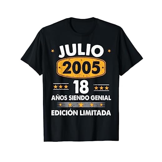 Hombre 18 Años Cumpleaños Regalo Hombre Julio 2005 Julio 18 Años Camiseta