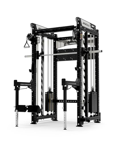 Mikolo Anubis-2.0 Ultimate Smith Machine, 2000LBS Power Cage with LAT Pulldown&Cable Crossover, Multi-Function Trainer with Aluminum Pulley System for Fitness Home Gym