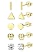 Morfetto S925 Sterling Silber Ohrstecker für Damen Herren hypoallergen Gold Ohrringe Ohrstecker Dreieck Stab Kugel Sterling Silber Ohrstecker Set für Mädchen Golden