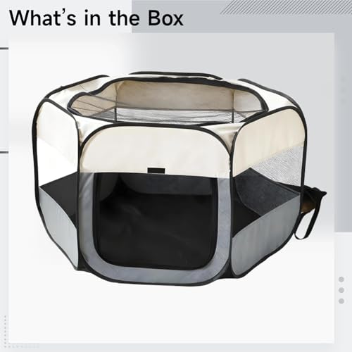 Hundezwinger faltbar, 73 cm tragbarer Haustierauslauf mit atmungsaktivem Netz, sofort aufklappbar, pflegeleichtes Polyestergewebe, für kleine bis mittelgroße Hunde, beige-2
