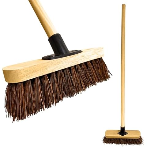 10” Heavy Duty Garden Broom with Wooden Handle Cover