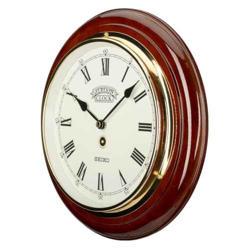 Image of Seiko Wall Clock (28.2 cm x 28.2 cm x 4.4 cm, Brown, QXA144BN), Abstract, Wood