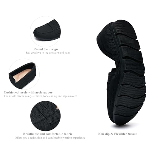 Image of Cvistpieo Loafers for Women Comfortable Dressy Casual Work Flats Lightweight & Breathable Slip On Walking Shoes Knit