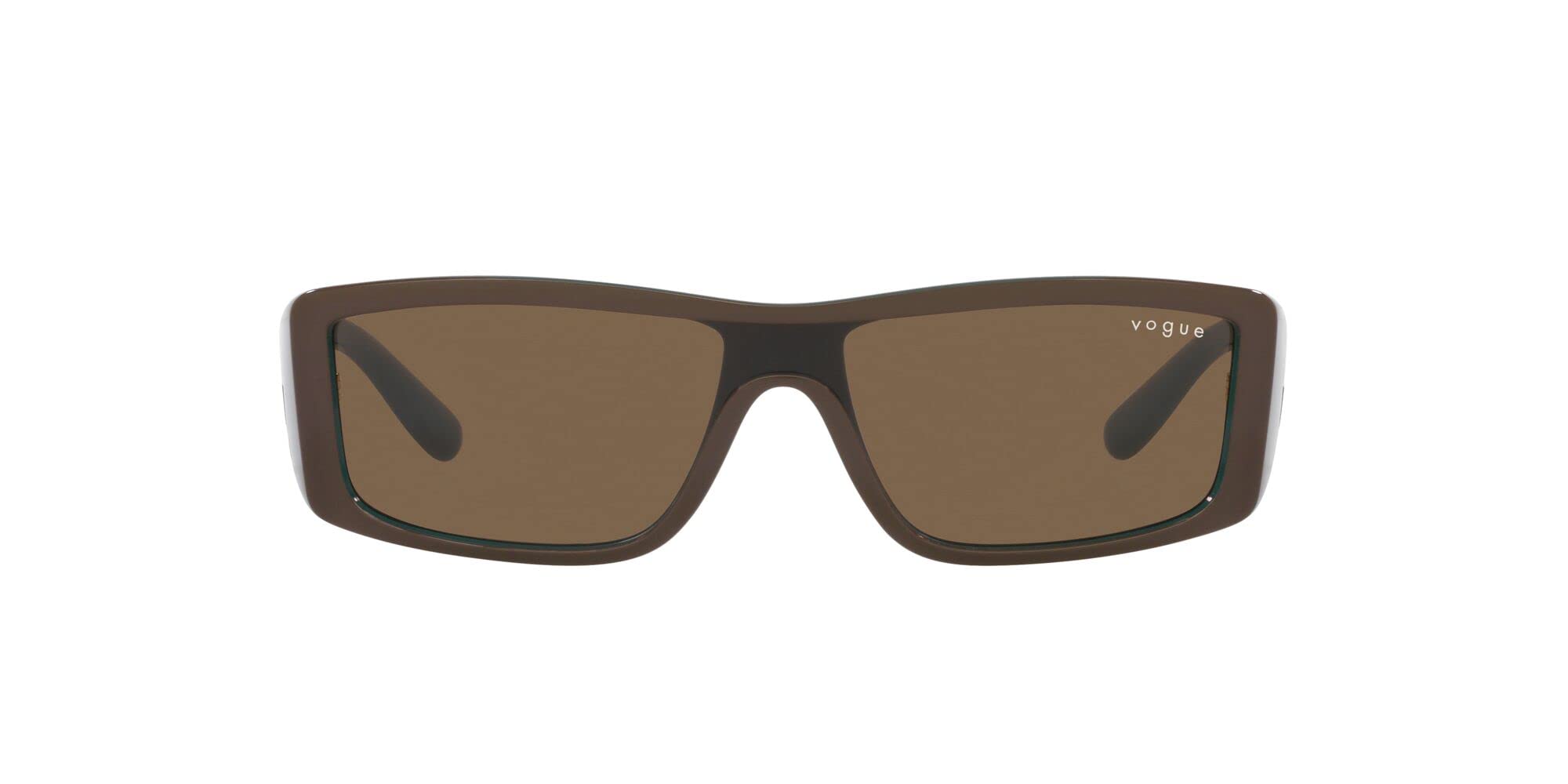 Vogue0VO5442S Sunglasses with top brown/green rectangle frame and dark brown lenses