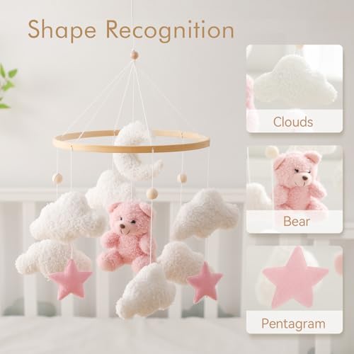 image for EERKEOD Baby Crib Mobile Bear Nursery Mobile for Boys Girls Teddy Velv