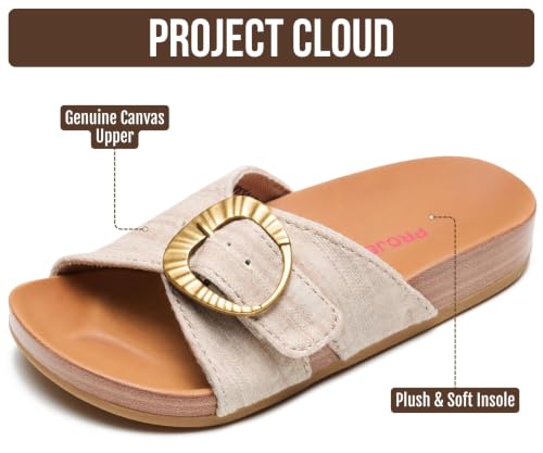 Image of Project Cloud Girls Sandals - Adjustable Buckle Girls Slides with Plush and Soft Insole Kids Sandals - Non-Slip and Lightweight Slides for Kids