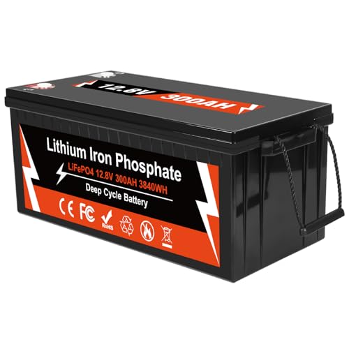Image of Lifepo4 Battery 300Ah 3840Wh Lithium Batteries 12v 5000+ Deep Cycle Built-in 200A BMS Perfect for Backup Power Home Energy Storage,RV, Marine Boat,Trolling Motor, Golf Cart,Solar,Off-Grid