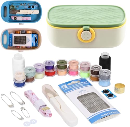Sewing Set, Adult Portable Travel Sewing Set, Small Exquisite Needle Thread Box, Sturdy Material, Easy to Store Carry, Easy to Access, Strong Practicality. (Green)