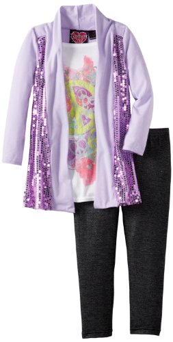 Image of Forever Me Little Girls' Long Sleeve Sequin Front Cozy Legging Set