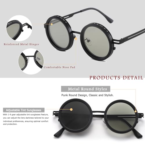 Long Keeper Adjustable Tint Sunglasses Men Round Polarized Sunglasses 1-9 Gears Lightweight Glasses for Hiking Drving Fishing3