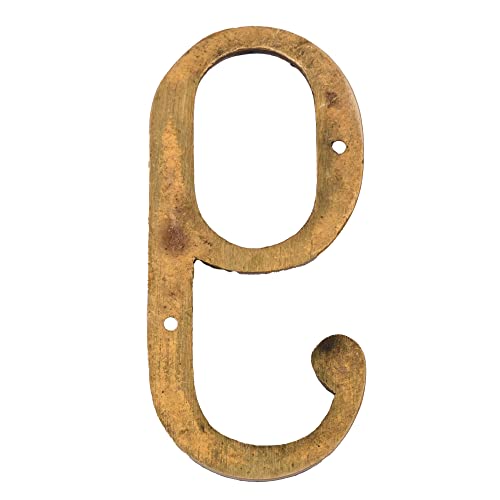 Image of 4 inch Brass House Hotel Door Number Plaque Sticky Numeric Numerical Digit 0-9 [9 (Nine)] (NINE)
