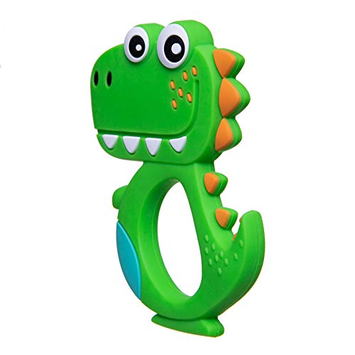 Mordedor de Silicone Dino Verde Girotondo Baby, Girotondo Baby, Verde/Laranja/Branco