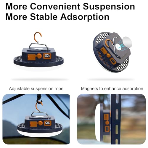 Image of 10000mAh 4000LM Camping Light 4 Light Modes Portable LED Camping Lantern Rechargeable Light 30W with Digital Power Display and Magnet , IPX5 Waterproof Tent Lights Power Failure Emergency Light