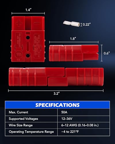 image for Orion Motor Tech Wire Connector 4 Pack, 50A Wire Harness Plug Kit for 