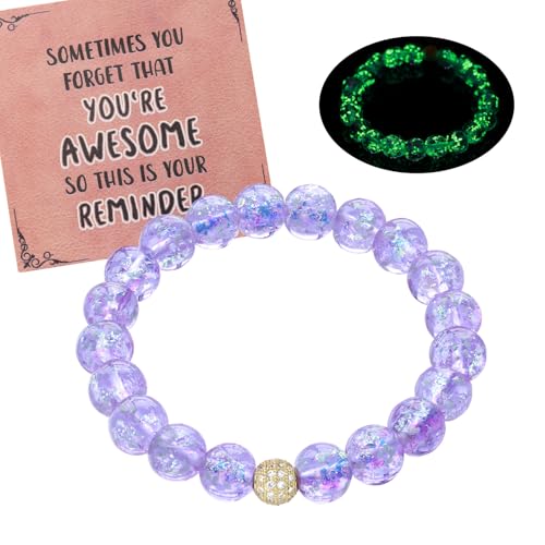 Firefly Glass Beads Bracelet Gifts for Her Women Teen, Sometimes You Forget You're Awesome Bracelets,Inspirational Gifts for Mom, Daughter, Sister, Best Friends with Gift Cards