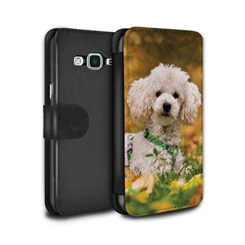 Coque pour Samsung Galaxy J3 Races Chien/Canines Populaire Caniche/Poodle Désign Retourner PU Faux Cuir Etui Housse Case