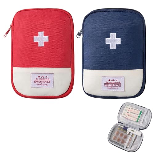 2 paquetes de mini botiquín de primeros auxilios vacíos, mini bolsa médica portátil, bolsa de primeros auxilios vacía, bolsa de botiquín de primeros auxilios, kit médico de viaje, kit de primeros