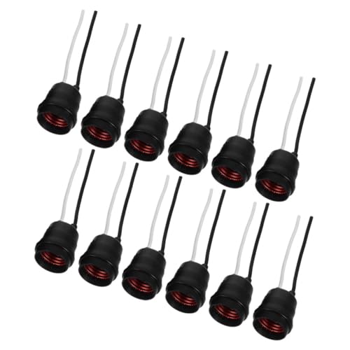 HOMSFOU 12pcs Black Lamp Sockets with Flexible Cable Screw-in Lamp Holders for Patio Bathroom Kitchen Moisture-resistant Light Socket Base for Wet Environments Easy DIY Installation