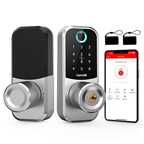 Fingerprint Door Lock - Hornbill Electronic Keyless Entry Door Lock - Smart Lock With Keypad - Digital Front Door Knob With App - Passcodes - Auto Lock - For Apartment Home Office, Silver #TOP10