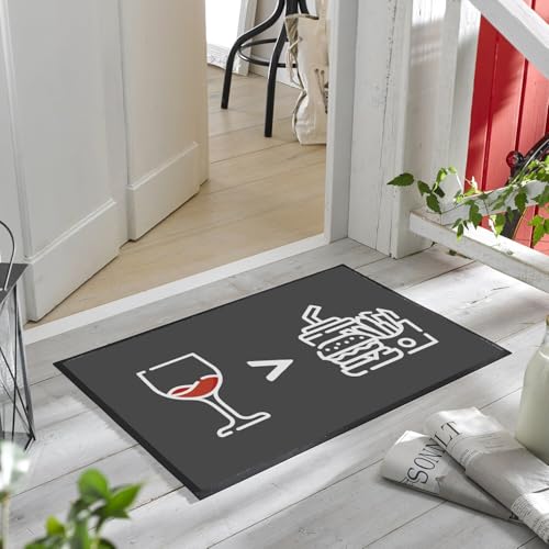 Paillasson noir Le Vin Avant la Bouffe 75x50cm tapis d'entrée humour - 6