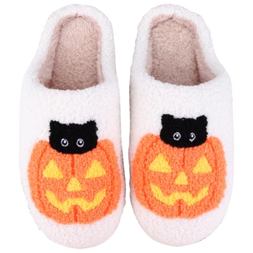 Halloween Slippers for Women, Cozy Plush Spooky Slippers, Ghostface Cartoon Slipper, Non-Slip Fluffy Halloween Christmas Gift, Women’s Size 6 - Main Image