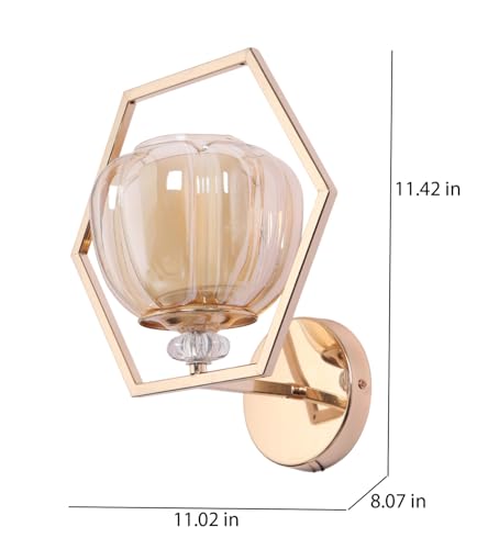 Image of ELAINTE Premium Wall Light | | Elegant Glass Wall Lamp for Living Room & Hallway | 3 Years Warranty | Free Bulb (Hexagon-Single)
