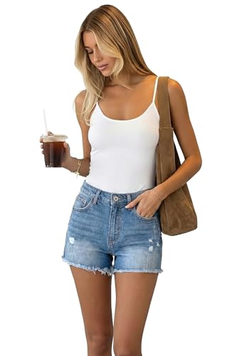 Image of CHICZONE Womens Mid-High Waisted Stretchy Denim Jean Shorts