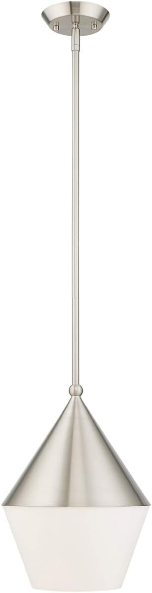 Livex Lighting 40684-91 Stockholm - 20" One Light Mini Pendant, Brushed Nickel Finish with Brushed Nickel Metal Shade