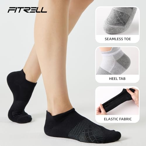Image of FITRELL 5-6 Pairs Ankle Running Socks for Women Athletic Cushioned Low Cut Tab Sports Socks