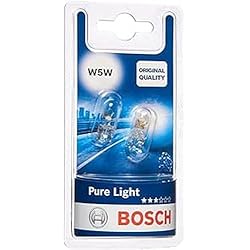 Lamparas Bora Linea Nueva Bosch W5W Pure Light Lámparas Incandescentes para vehículos, Blancas - 12 V 5 W W2,1x9,5d - Lámparas x2