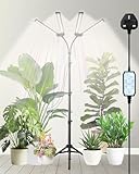 Grow Lights for Indoor Plants, 296 LEDs Full Spectrum Plant Lights Indoor with Stand, Four-Head 180° Swivel Grow Lamp with 4/8/12H Timer, 4000lm Dimmable, 360° Gooseneck, 22''~71'' Adjustable Height