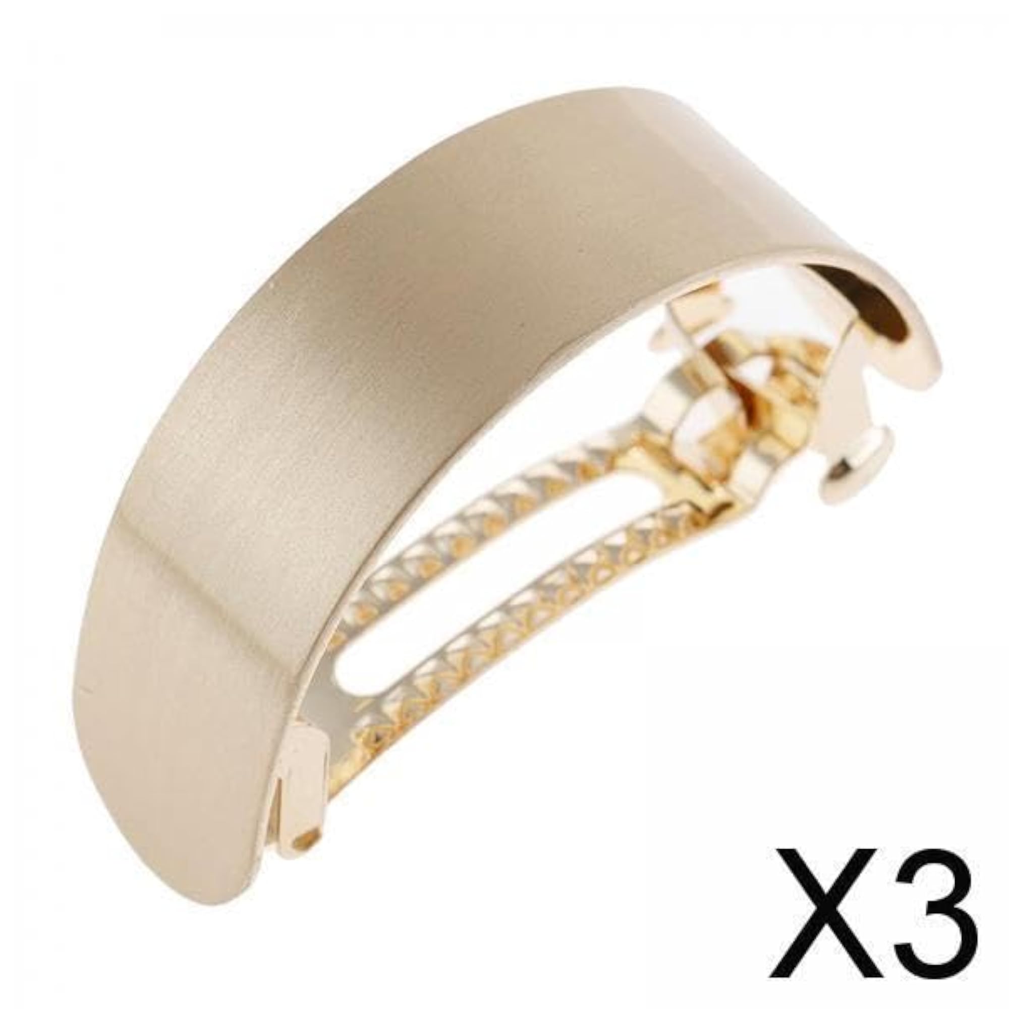 3xSmooth Surface Hair Barrette Semicircle French Clip