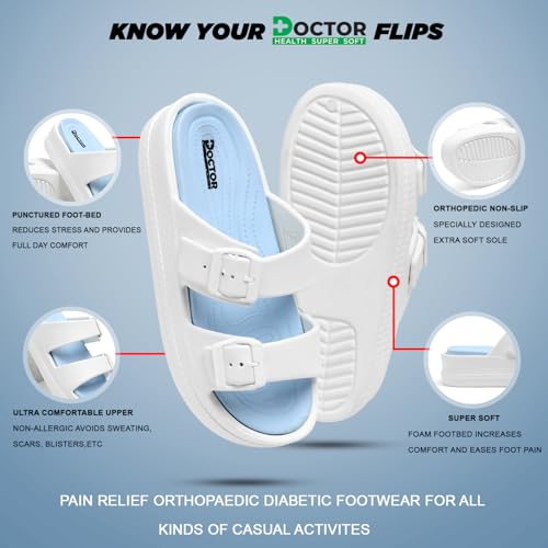 Image of DOCTOR HEALTH SUPER SOFT Stylish and Light Weight Anti Skid Women Slippers with Waterproof | Cushioned Footwear | Comfortable with Adjustable Back Strap | Everyday Wear