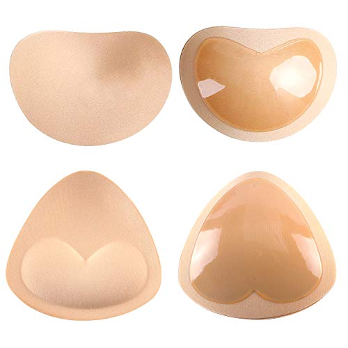 Silicone Adhesive Bra Pads Inserts, Push Up Sticky Removable Swimsuit Cups Bra Pad Breast Enhancer (2 Pair)