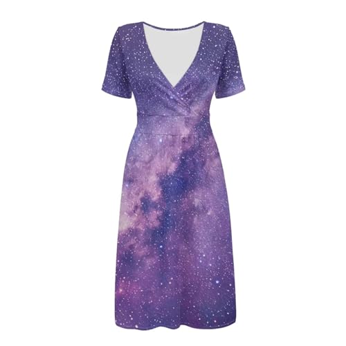 Image of Women's Summer Formal Dresses Short Sleeve Wrap V Neck Dresses Bridesmaid Wedding Guest Dress with Pockets