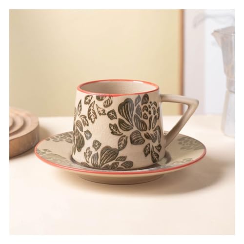 Tasse à café en grès avec soucoupe au design minimaliste