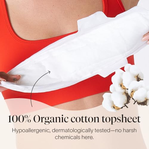 Cora 100% Organic Cotton Topsheet Extra Heavy Overnight Pads (48 Count) | Extra Heavy Absorbency Period Pads with Wings, Up to 12 Hours of Leak Protection, Made Without Harsh Chemicals, Feminine Care