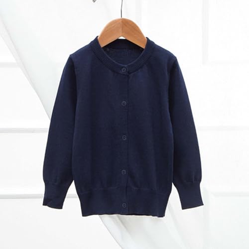 Girls' Plain Knitted Cardigan Solid Casual Loose Button Down Sweater Performance Kids Preppy Uniform Coat 2-9 Years2