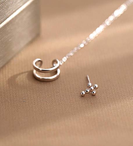 Sluynz 925 Sterling Silver Asymmetric Cuff Earrings Studs For Women Teen Girls Cross Studs Earrings Crawler Earrings Wrap (A-Asymmetric) #TOP3