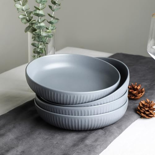 Image of Stone Lain Logan Stoneware Pasta Bowl Set of 4, Grey