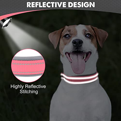 Image of Joytale Dog Collar for Small Dogs, Neoprene Padded and Adjustable, Reflective Wide Heavy Duty Pet Collars with Durable Metal Belt Buckle for Walking, Pink, S