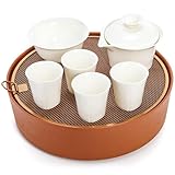 Matériau de qualité supérieure : fabriquées en céramique de qualité, nos tasses à thé sont très durables, sans BPA et sans plomb, difficiles à casser lorsque vous tenez du thé chaud. Fabriqué à partir de sable de poterie de qualité alimentaire et d'acier inoxydable, le plateau à thé promet pas de rouille et de fuites, plus facile à entretenir que ceux en bois.