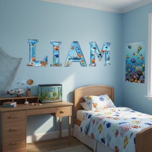 Vinilo decorativo pez tropical con nombre personalizado