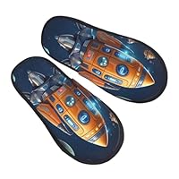 Slippers Cartoon Spaceship Rocket Cotton Cotton Slippers Reusable Shoes For Big Kid Christmas Indoor L